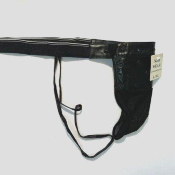 "NDS" Men's Pleather Net Jockstrap-Black (NDS-10100-BLK) Pleather Jockstrap - Picture 7 of 8